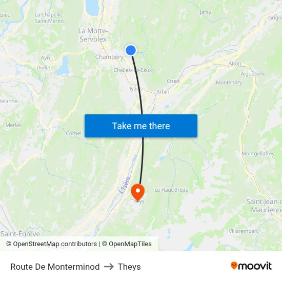Route De Monterminod to Theys map