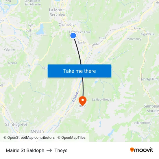 Mairie St Baldoph to Theys map