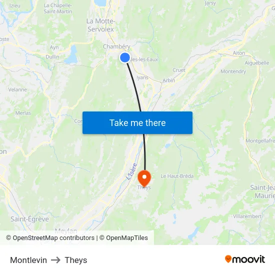 Montlevin to Theys map