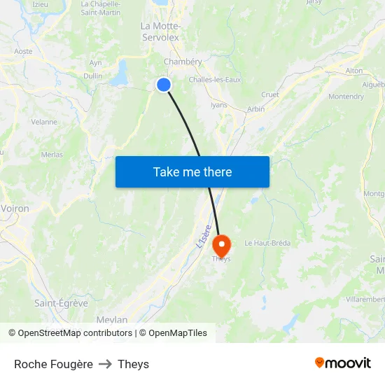 Roche Fougère to Theys map