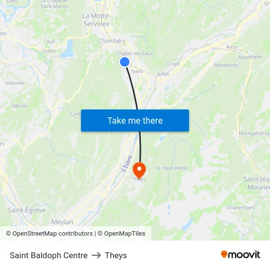 Saint Baldoph Centre to Theys map