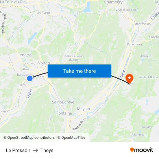 Le Pressoir to Theys map
