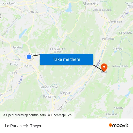 Le Parvis to Theys map
