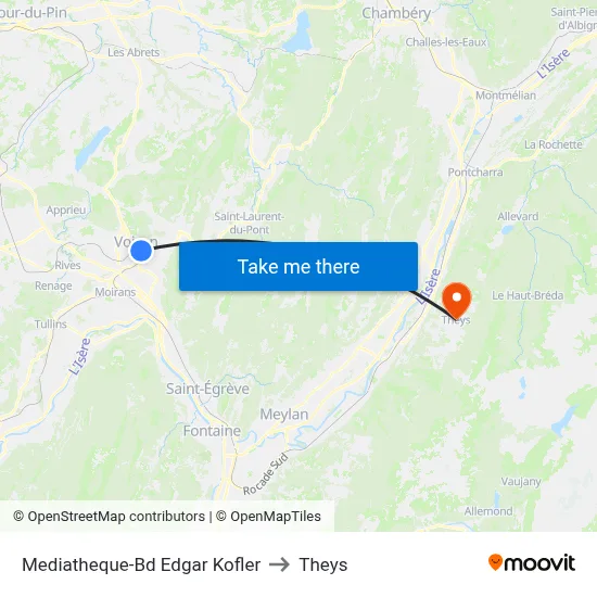 Mediatheque-Bd Edgar Kofler to Theys map