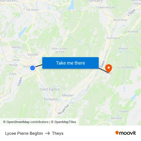Lycee Pierre Beghin to Theys map