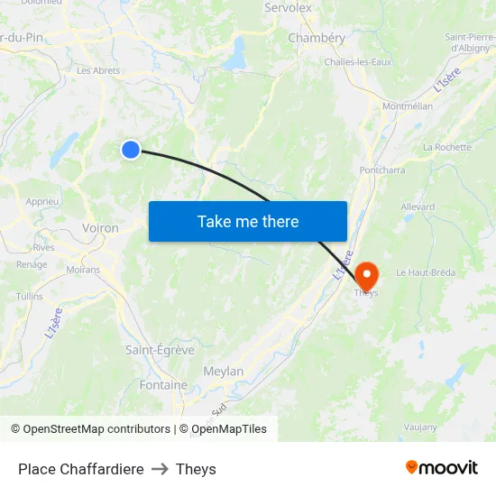 Place Chaffardiere to Theys map