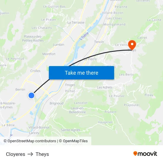 Cloyeres to Theys map