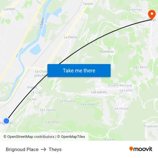Brignoud Place to Theys map
