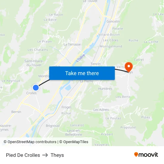 Pied De Crolles to Theys map