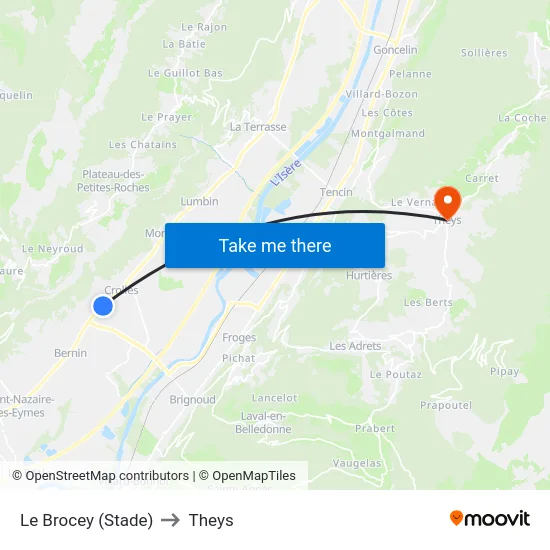 Le Brocey (Stade) to Theys map