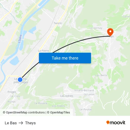 Le Bas to Theys map