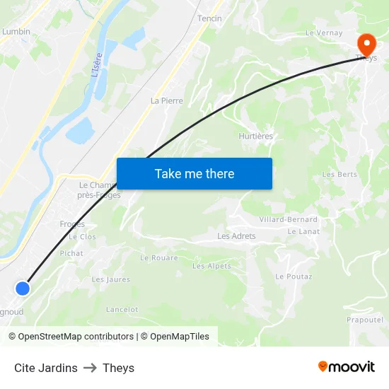 Cite Jardins to Theys map