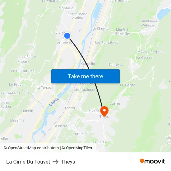 La Cime Du Touvet to Theys map