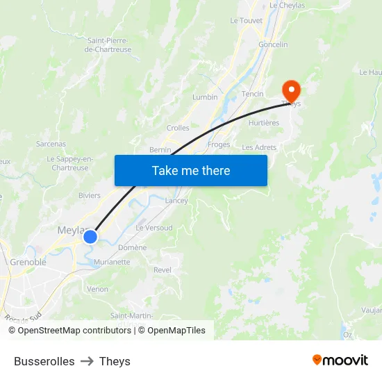 Busserolles to Theys map