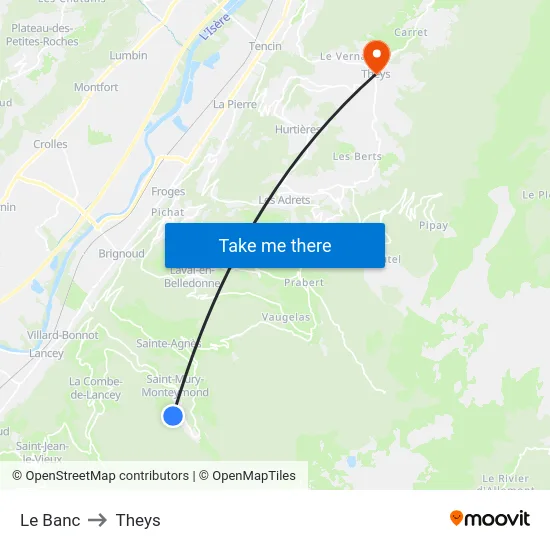 Le Banc to Theys map