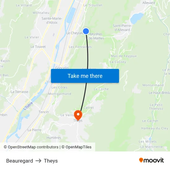 Beauregard to Theys map