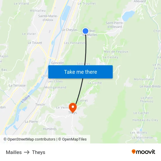 Mailles to Theys map