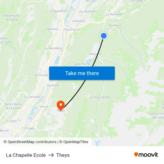 La Chapelle Ecole to Theys map