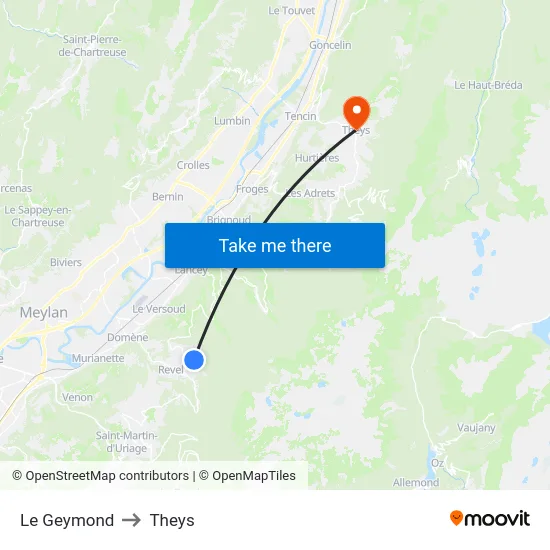 Le Geymond to Theys map