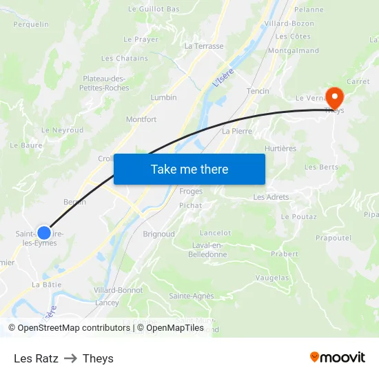 Les Ratz to Theys map