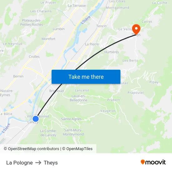La Pologne to Theys map