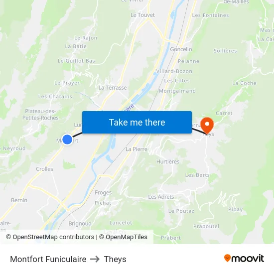Montfort Funiculaire to Theys map