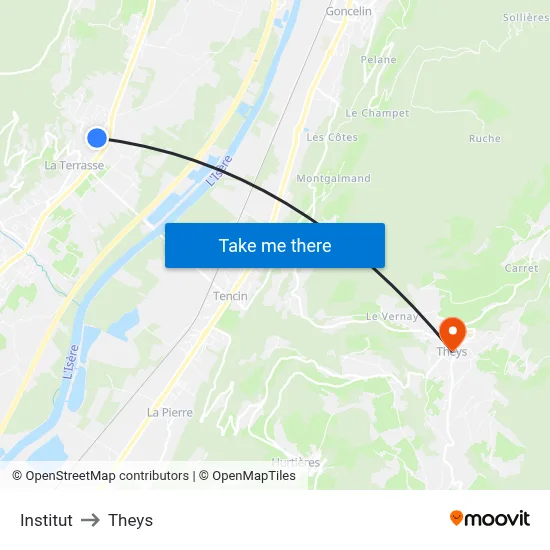 Institut to Theys map