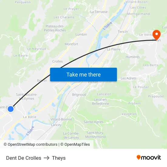 Dent De Crolles to Theys map