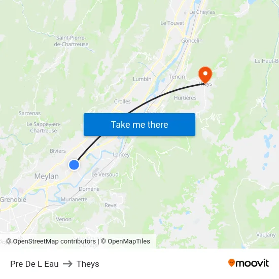 Pre De L Eau to Theys map