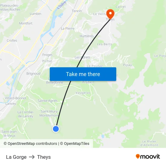 La Gorge to Theys map