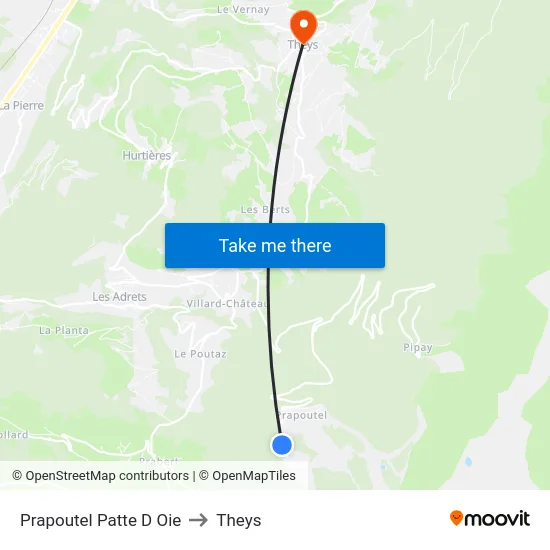 Prapoutel Patte D Oie to Theys map