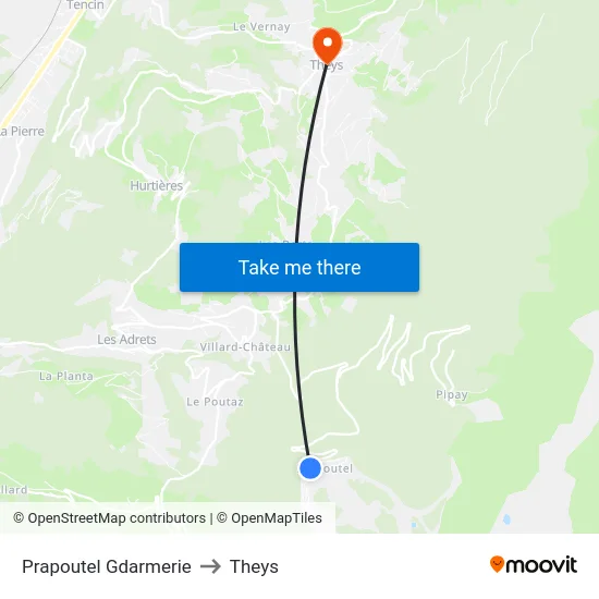 Prapoutel Gdarmerie to Theys map