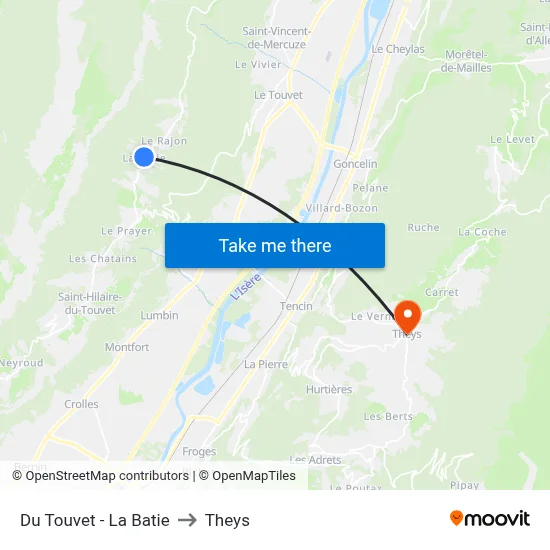 Du Touvet - La Batie to Theys map