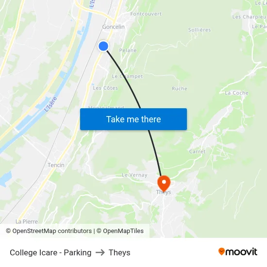 College Icare - Parking to Theys map