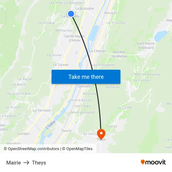 Mairie to Theys map
