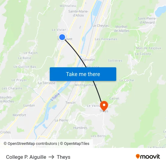 College P. Aiguille to Theys map