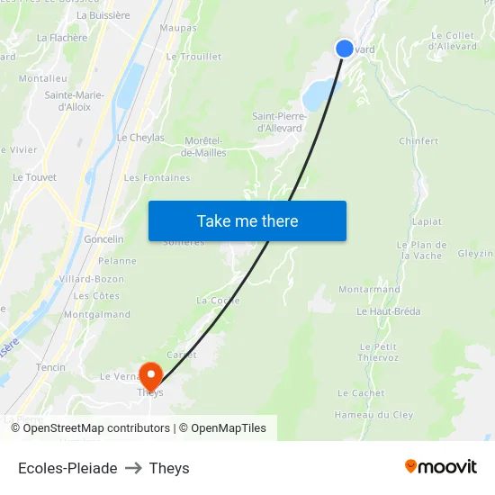 Ecoles-Pleiade to Theys map