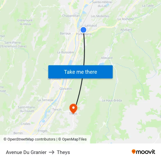 Avenue Du Granier to Theys map