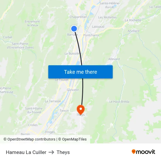 Hameau La Cuiller to Theys map