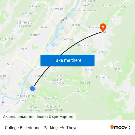 College Belledonne - Parking to Theys map