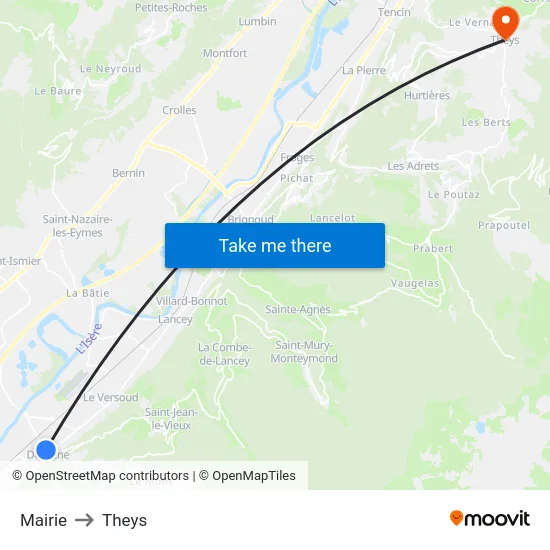 Mairie to Theys map