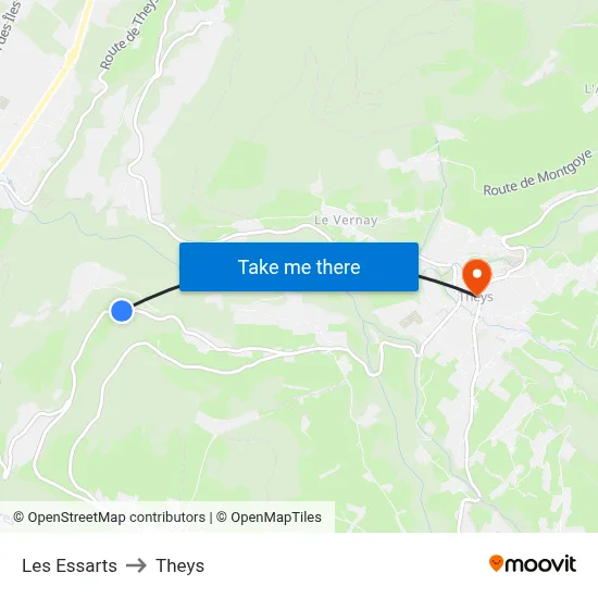 Les Essarts to Theys map