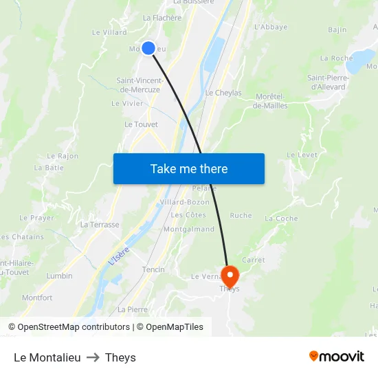 Le Montalieu to Theys map