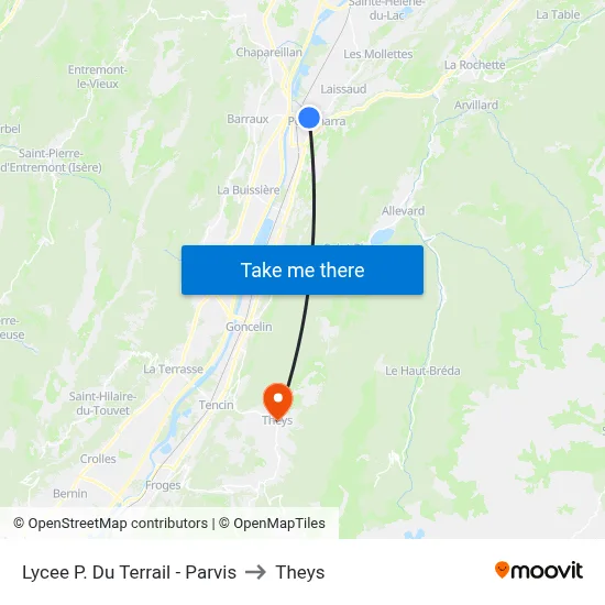 Lycee P. Du Terrail - Parvis to Theys map