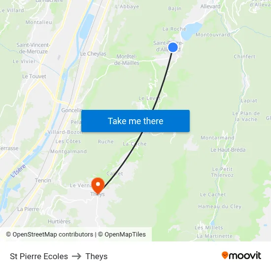 St Pierre Ecoles to Theys map