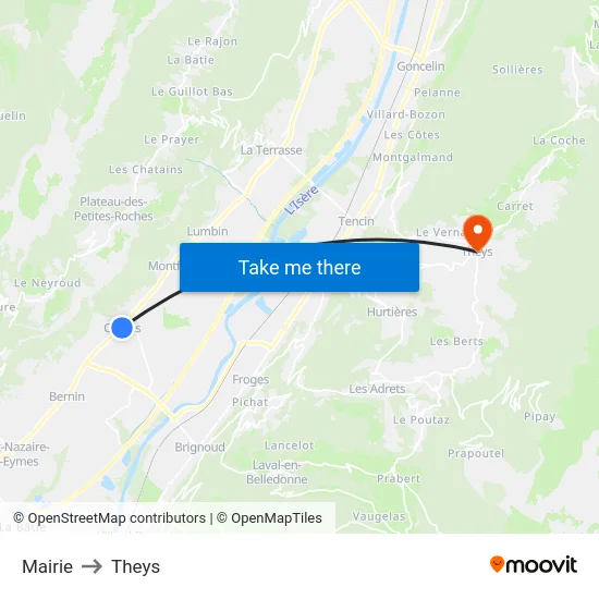 Mairie to Theys map