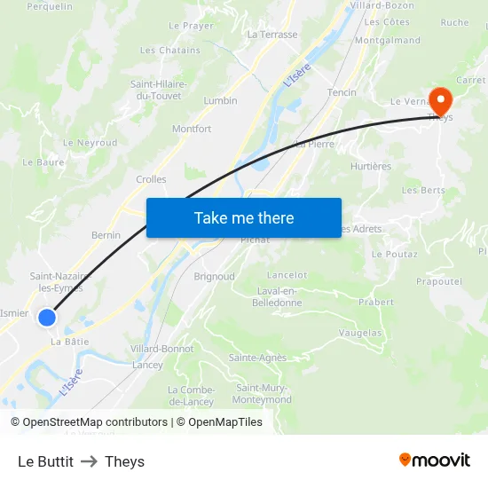 Le Buttit to Theys map