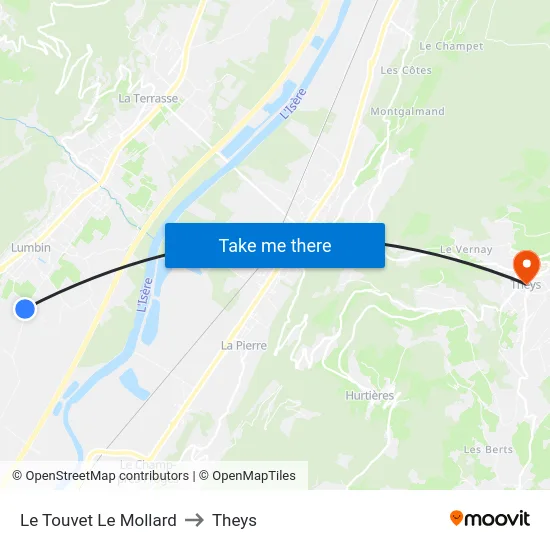 Le Touvet Le Mollard to Theys map