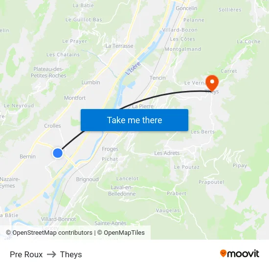 Pre Roux to Theys map