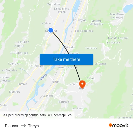 Plaussu to Theys map